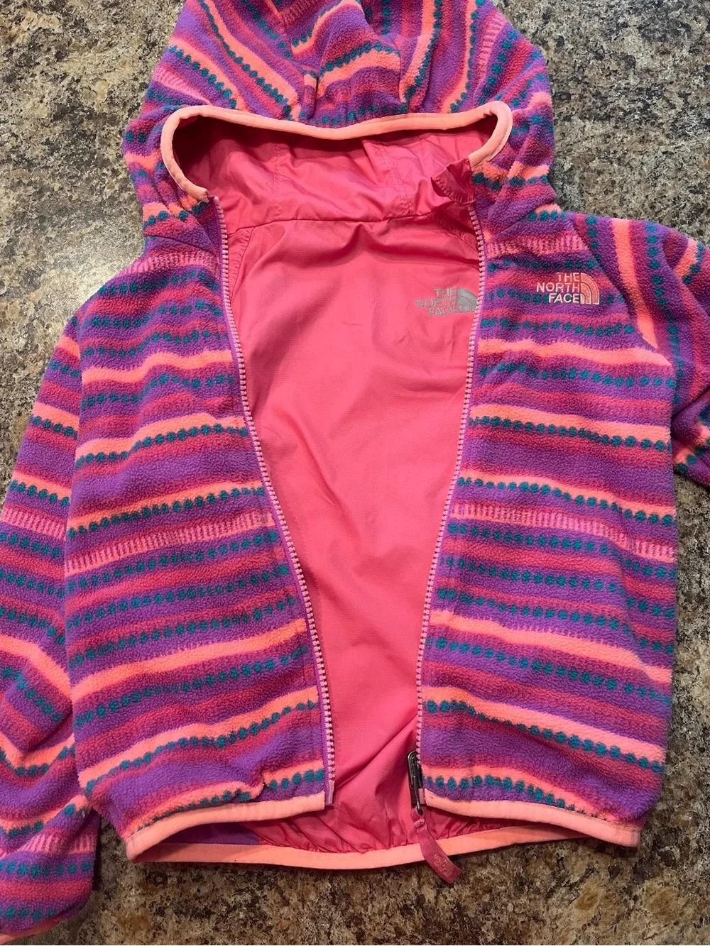 North Face Reversible Grizzly Peak Fleece Lined Wind Jacket 4T Outdoor Hiking